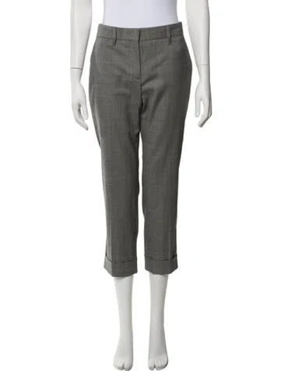 Pre-owned Prada Virgin Wool Straight Leg Pants In Grey