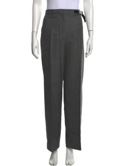 Pre-owned Prada Virgin Wool Straight Leg Pants In Grey