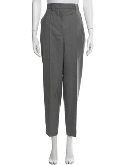 Pre-owned Prada Virgin Wool Straight Leg Pants In Grey