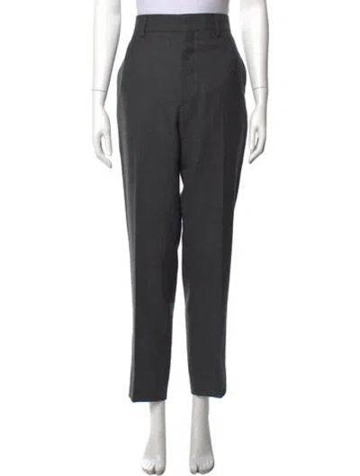Pre-owned Prada Virgin Wool Straight Leg Pants In Grey
