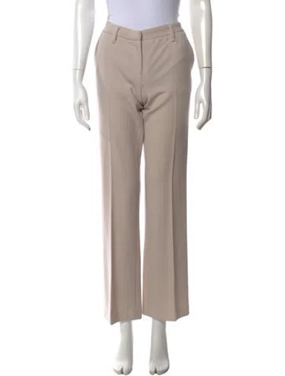 Pre-owned Prada Virgin Wool Straight Leg Pants In Neutrals