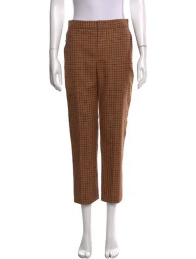 Pre-owned Prada Virgin Wool Straight Leg Pants In Orange