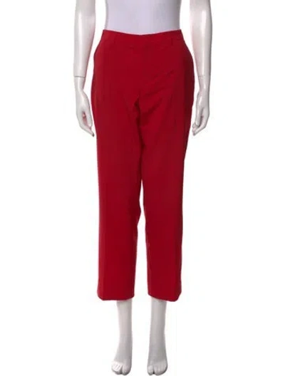 Pre-owned Prada Virgin Wool Straight Leg Pants In Red