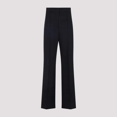 Prada Virgin Wool Straight Leg Pants - Women's Regular Fit In Blue
