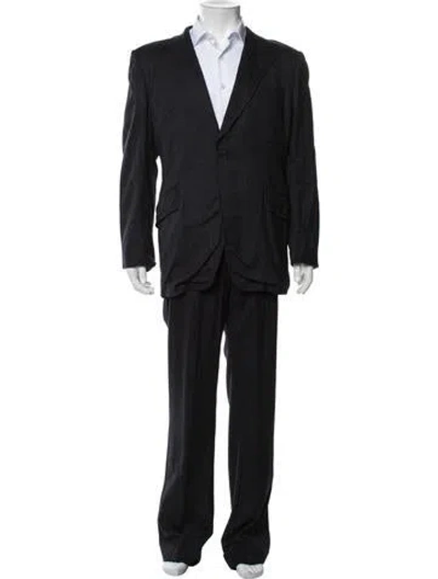 Pre-owned Prada Virgin Wool Striped Two-piece Suit In Black