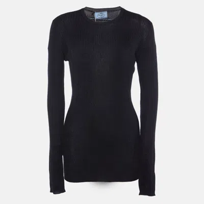 Pre-owned Prada Virgin Wool Sweater 46 In Black