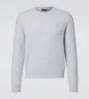Prada Crewneck Ribbed Sweater Long Sleeves In Blue