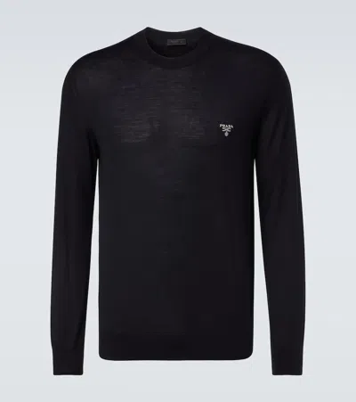 Prada Virgin Wool Sweater In Blue