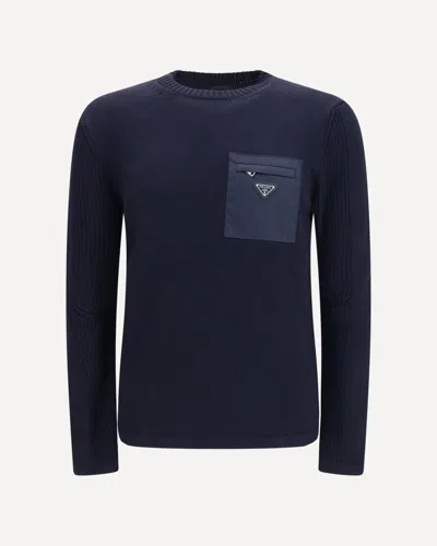 Prada Virgin Wool Sweater In Blue