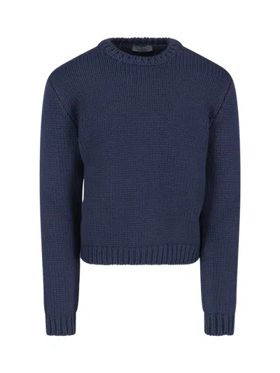 Prada Virgin Wool Sweater In Blue