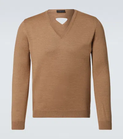 Prada Virgin Wool Sweater In Brown