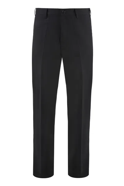 Prada Virgin Wool Trousers In Black