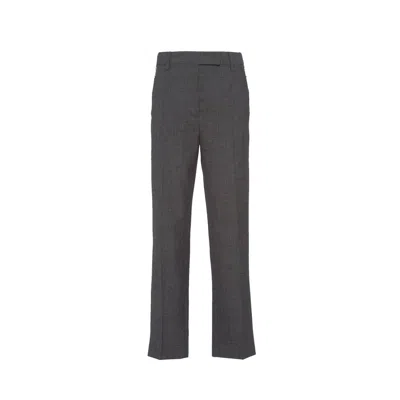 Prada Virgin Wool Trousers In Gray