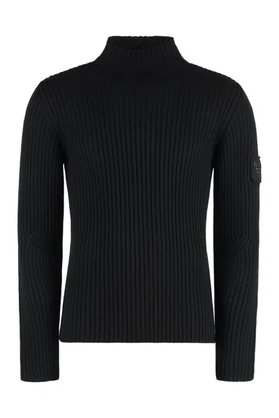 Prada Virgin Wool Turtleneck Sweater In Black