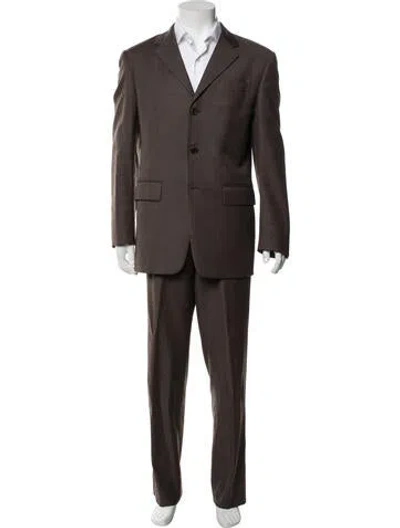 Pre-owned Prada Virgin Wool Two-piece Suit In Brown