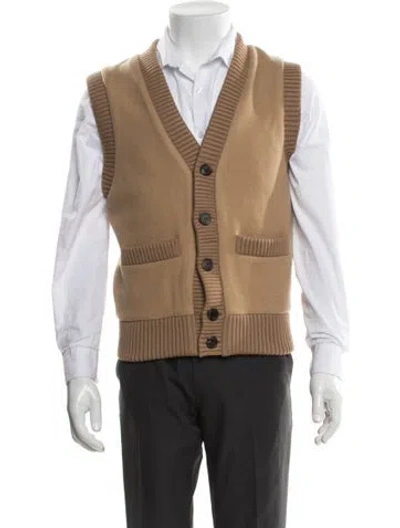 Pre-owned Prada Virgin Wool Vest In Brown