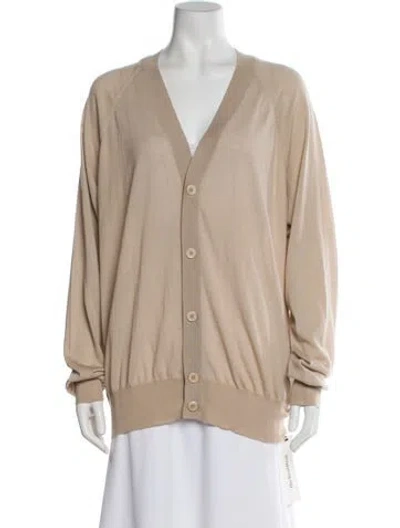 Pre-owned Prada Virgin Wool V-neck Sweater In Neutral