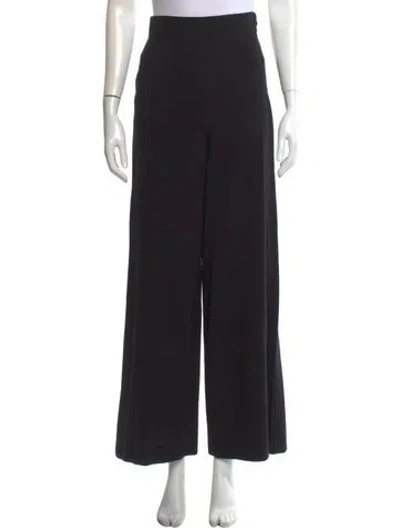 Pre-owned Prada Virgin Wool Wide Leg Pants In Black