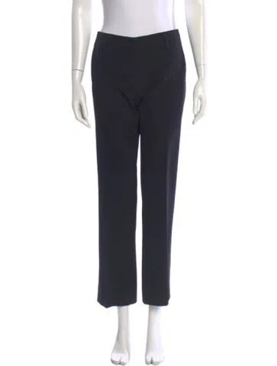 Pre-owned Prada Virgin Wool Wide Leg Pants In Black