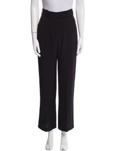 Pre-owned Prada Virgin Wool Wide Leg Pants In Black