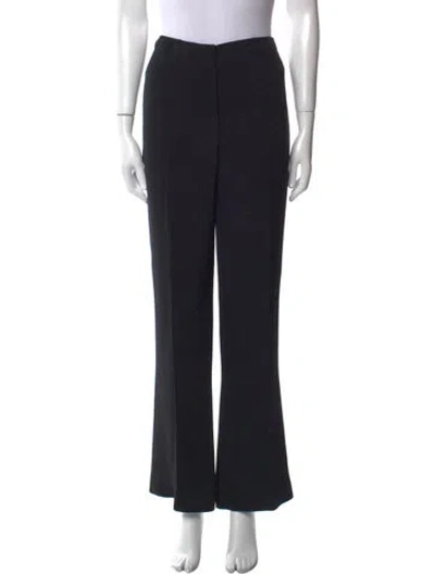 Pre-owned Prada Virgin Wool Wide Leg Pants In Black