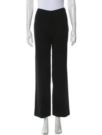 Pre-owned Prada Virgin Wool Wide Leg Pants In Black