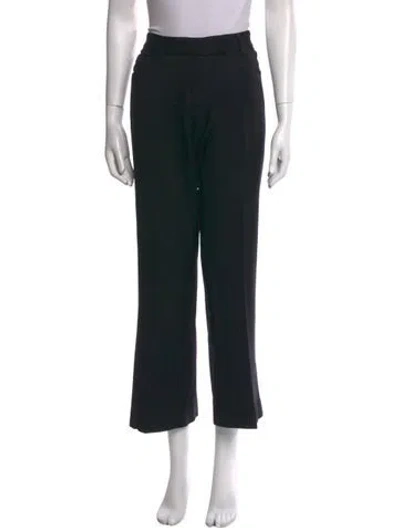 Pre-owned Prada Virgin Wool Wide Leg Pants In Black