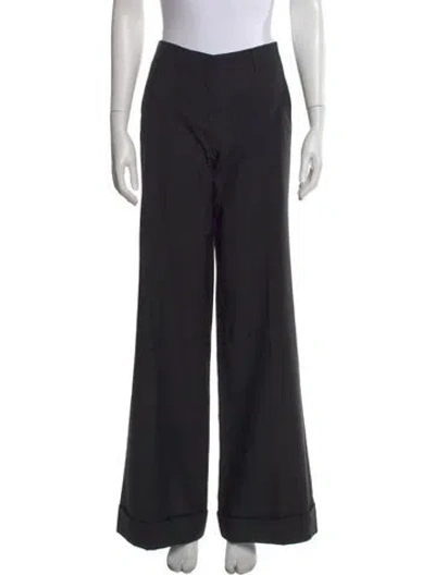 Pre-owned Prada Virgin Wool Wide Leg Pants In Black