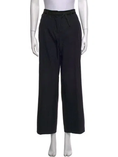 Pre-owned Prada Virgin Wool Wide Leg Pants In Black