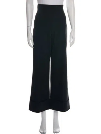 Pre-owned Prada Virgin Wool Wide Leg Pants In Black