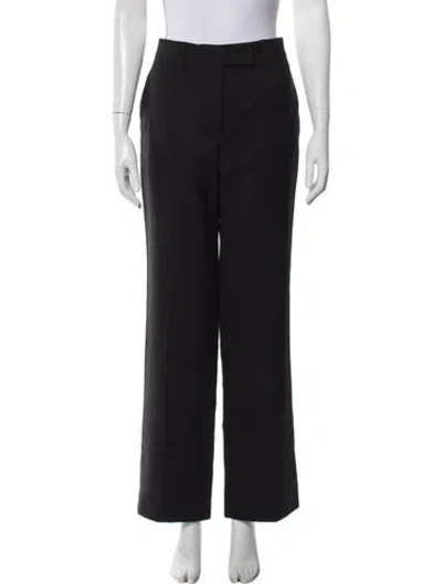 Pre-owned Prada Virgin Wool Wide Leg Pants In Black