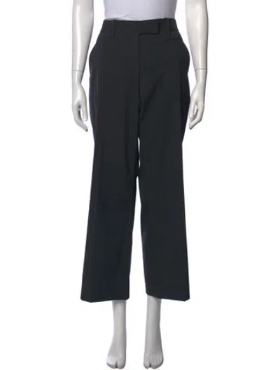 Pre-owned Prada Virgin Wool Wide Leg Pants In Black