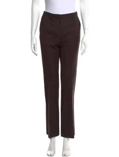 Pre-owned Prada Virgin Wool Wide Leg Pants In Brown