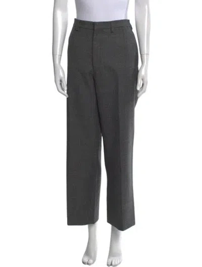 Pre-owned Prada Virgin Wool Wide Leg Pants In Gray