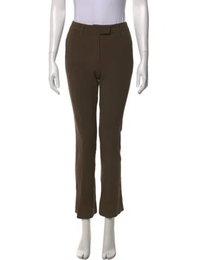 Pre-owned Prada Virgin Wool Wide Leg Pants In Green