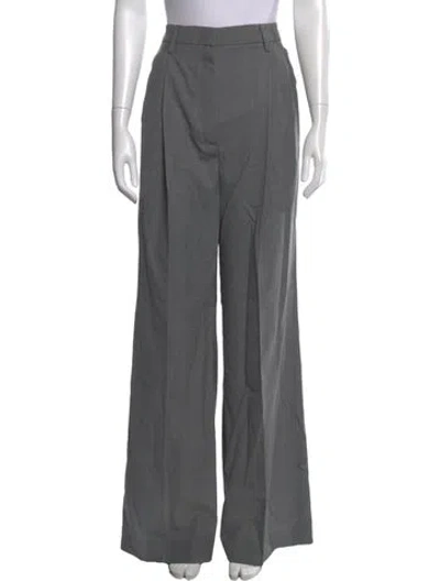 Pre-owned Prada Virgin Wool Wide Leg Pants In Grey