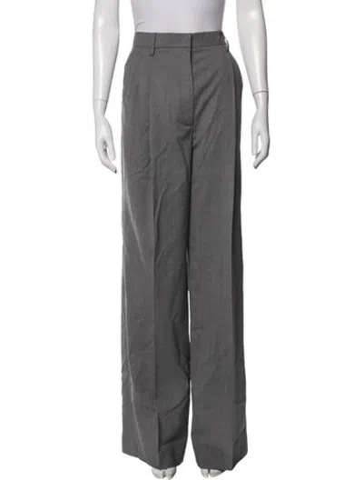 Pre-owned Prada Virgin Wool Wide Leg Pants In Grey