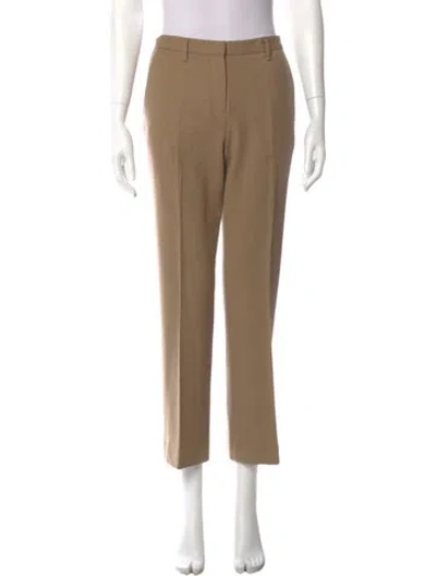 Pre-owned Prada Virgin Wool Wide Leg Pants In Neutrals