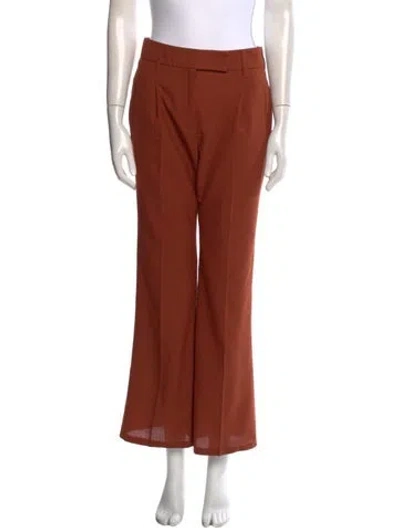 Pre-owned Prada Virgin Wool Wide Leg Pants In Orange