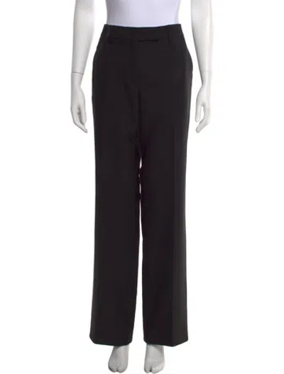 Pre-owned Prada Virgin Wool Wide Leg Pants W/ Tags In Black