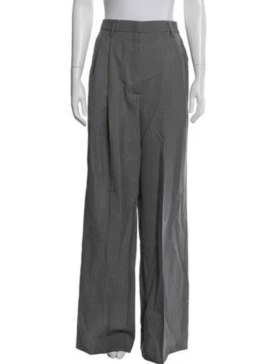 Pre-owned Prada Virgin Wool Wide Leg Pants W/ Tags In Grey