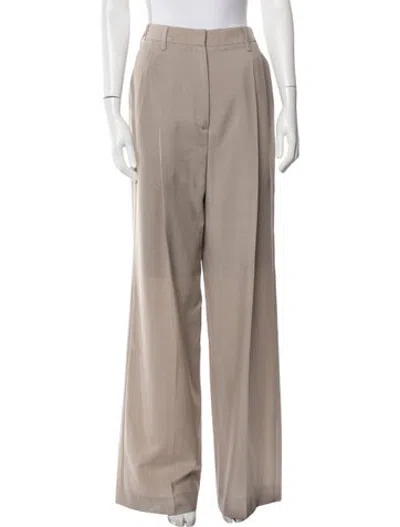 Pre-owned Prada Virgin Wool Wide Leg Pants W/ Tags In Neutrals