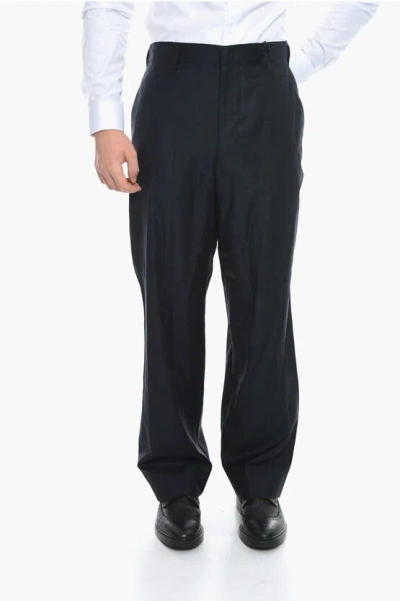 Prada Virign Wool Batavia Baggy Trousers In Black