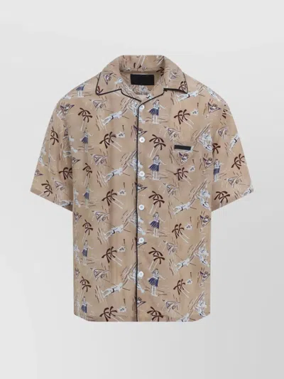 PRADA VISCOSE AND SILK BOWLING SHIRT