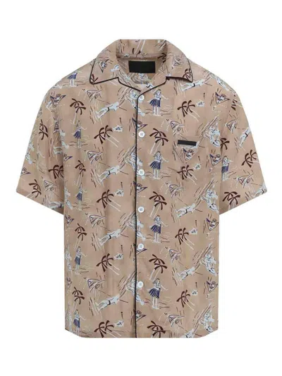 Prada Viscose And Silk Shirt In Neutral