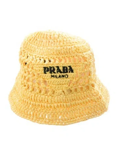 Pre-owned Prada Viscose Bucket Hat In Yellow