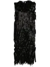 Prada Black Ribbon-detail Midi Dress In Black