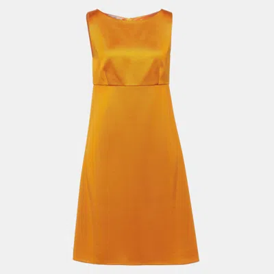 Pre-owned Prada Viscose Mini Dress 46 In Orange