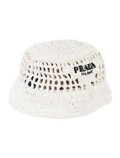 Pre-owned Prada Viscose Raffia Bucket Hat In Neutrals