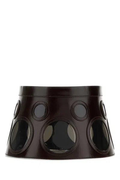 Prada Visor Brown In Leather And Plexiglass